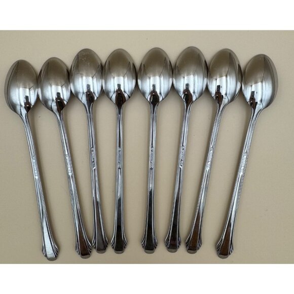 Set of 8 Gorham CALAIS 18/8 Stainless Steel Glossy Iced Tea Spoons - Picture 7 of 10
